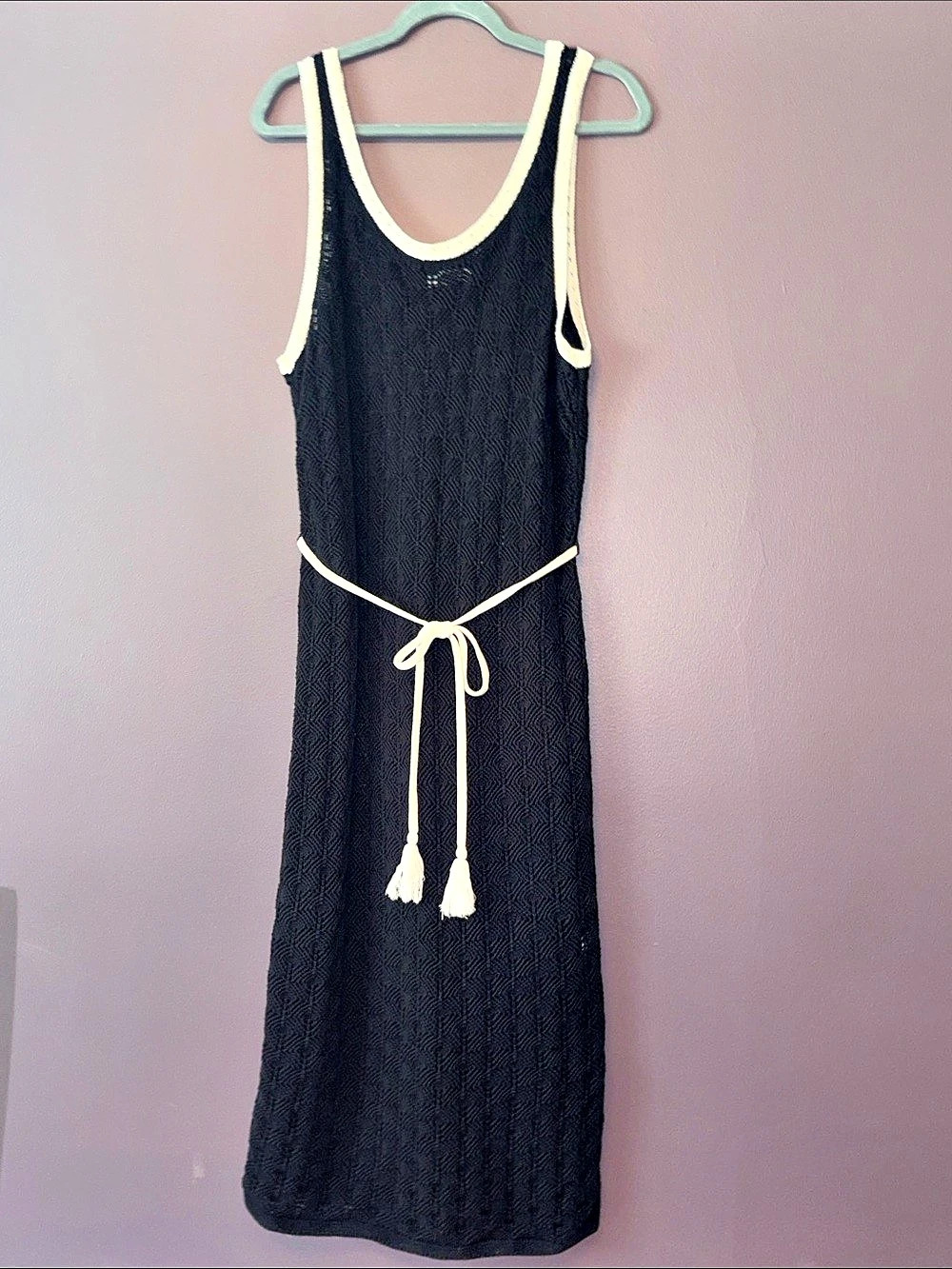 Nine West Women's Black & Cream Knit Maxi Dress Like New XL